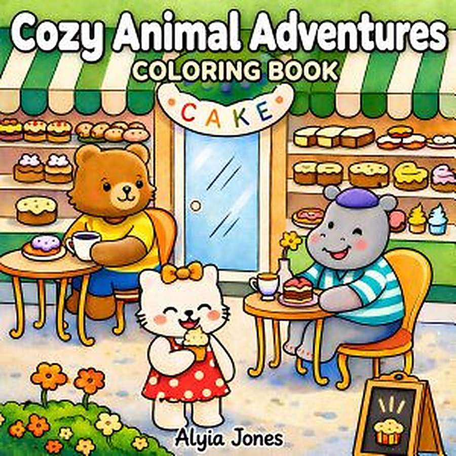 Cozy Animal Adventures Coloring Book cover