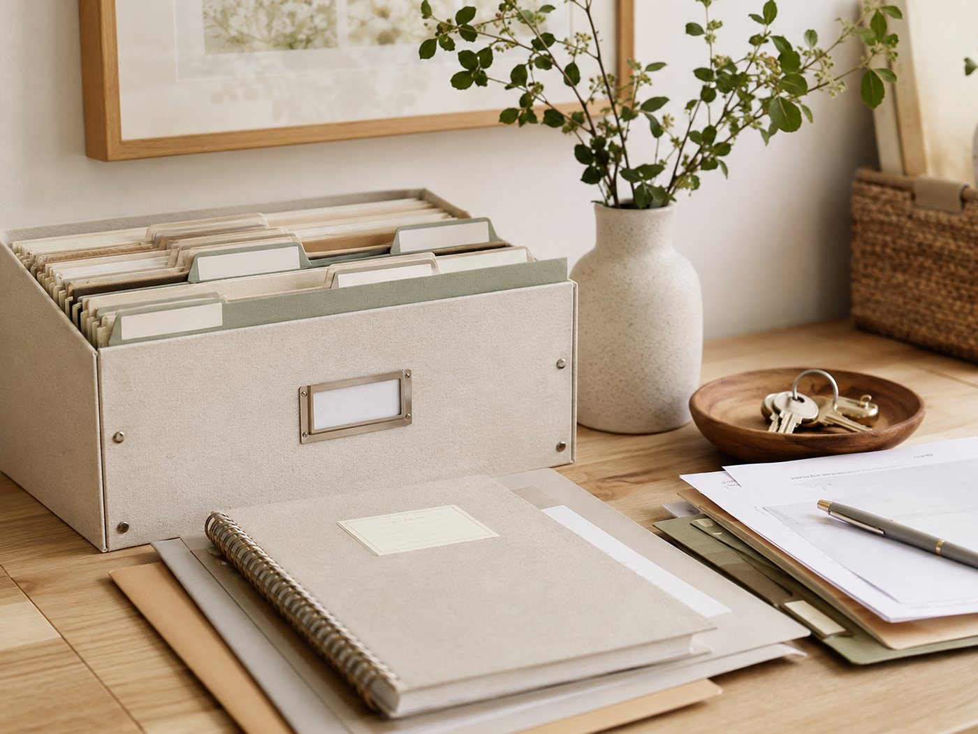 A second warm desk scene for end-of-life information planning.