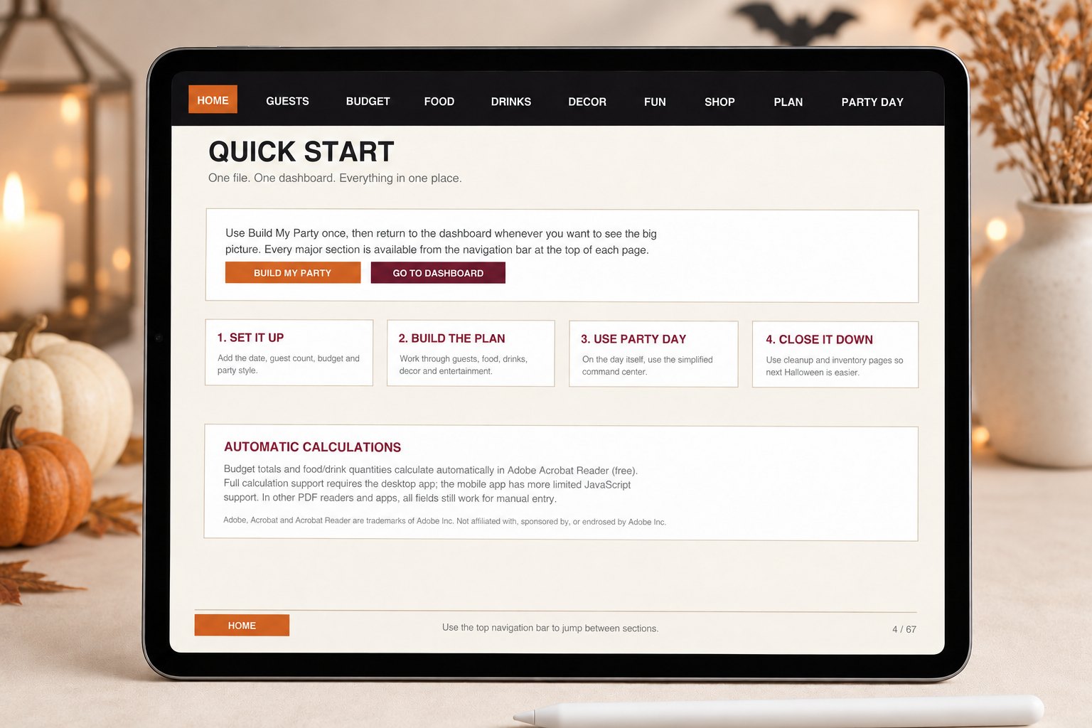 The Halloween Party Planner — the interactive edition, on screen