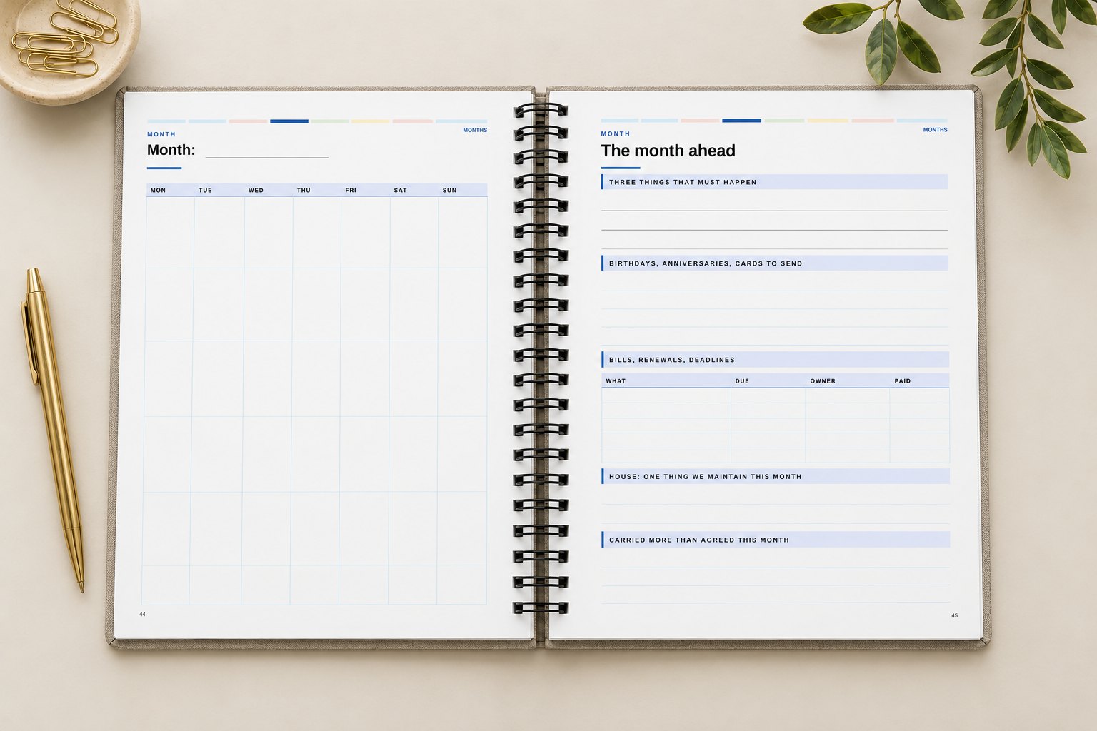 The Two-Adult Family Planner — the print edition, coil-bound